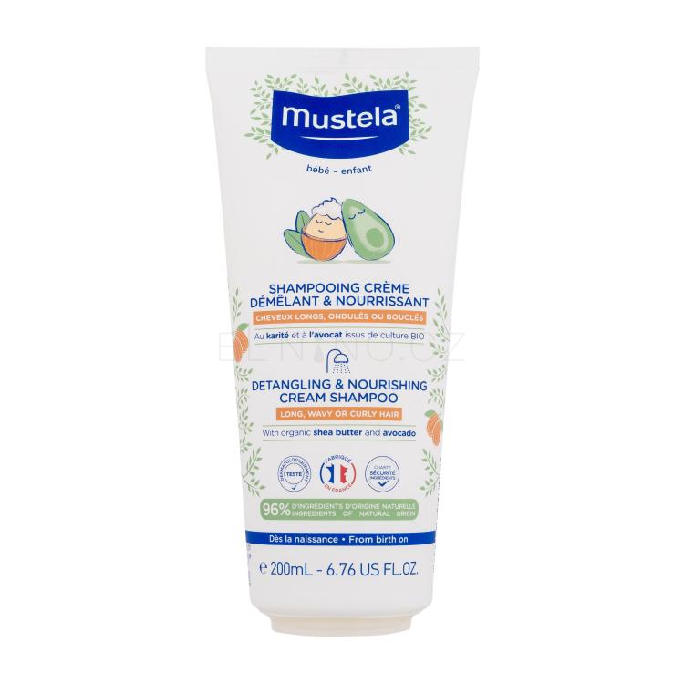 Mustela Bébé Detangling &amp; Nourishing Cream Shampoo Šampon pro děti 200 ml