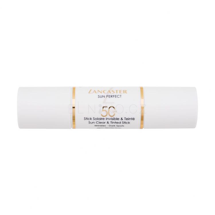 Lancaster Sun Perfect Sun Clear &amp; Tinted Stick SPF50 Opalovací přípravek na obličej pro ženy 12 g poškozená krabička