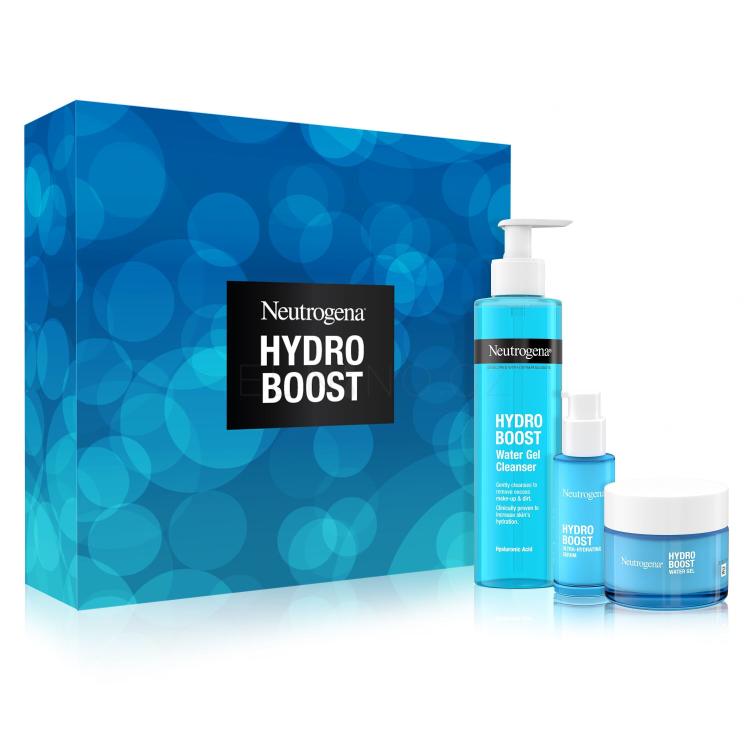 Neutrogena Hydro Boost Gift Set New Dárková kazeta pleťové sérum Hydro Boost Hyaluronic Acid Ultra-Hydrating Serum 15 ml + pleťový gel Hydro Boost Hyaluronic Acid Water Gel 50 ml + čisticí pleťový gel Hydro Boost Water Gel Cleanser 200 ml