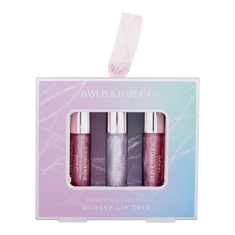 Baylis &amp; Harding Jojoba, Vanilla &amp; Almond Oil Signature Collection Glossy Lip Trio Dárková kazeta lesk na rty 3 x 2,5 ml