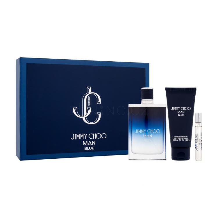 Jimmy Choo Man Blue Dárková kazeta toaletní voda 100 ml + toaletní voda 7,5 ml + sprchový gel 100 ml