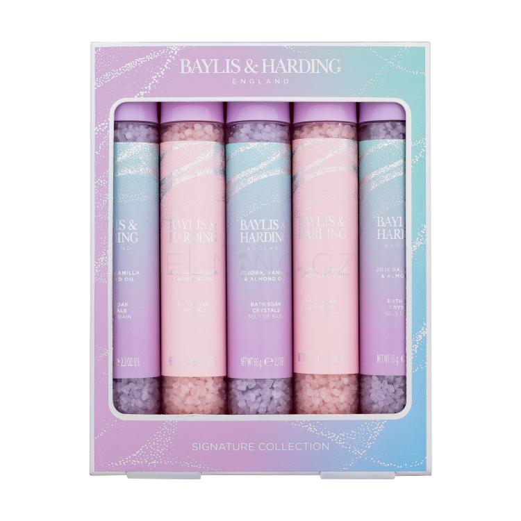 Baylis &amp; Harding Jojoba, Vanilla &amp; Almond Oil Bath Soak Crystals Signature Collection Dárková kazeta sůl do koupele 5 x 65 g