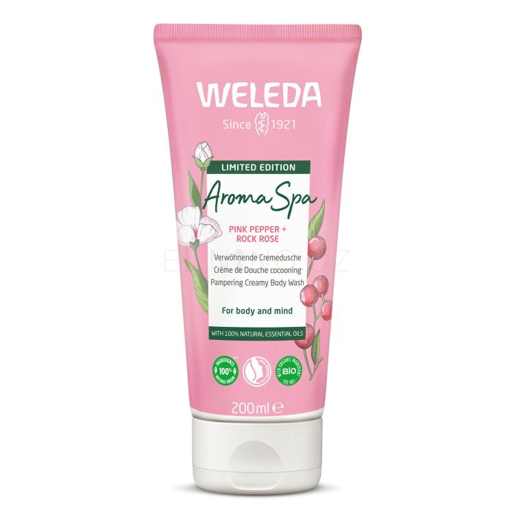 Weleda Aroma Spa Pink Pepper + Rock Rose Pampering Creamy Body Wash Sprchový krém pro ženy 200 ml