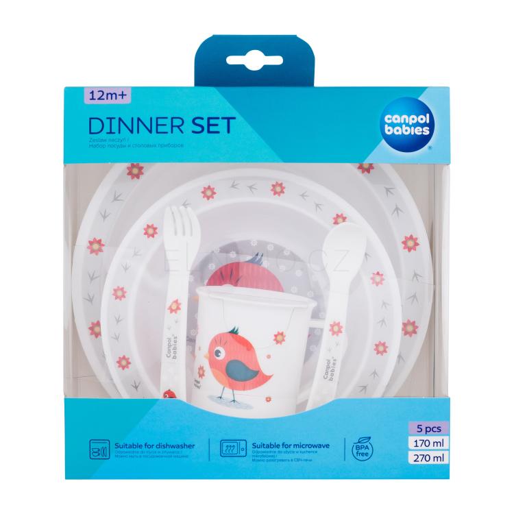 Canpol babies Cute Animals Dinner Set Bird Nádobí pro děti Set poškozená krabička