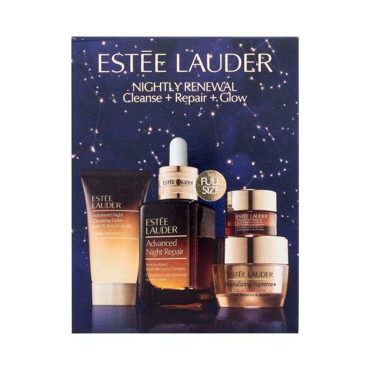 Estée Lauder Advanced Night Repair Nightly Renewal Dárková kazeta noční pleťové sérum Advanced Night Repair Synchronized Multi-Recovery Complex 50 ml + oční gel-krém Advanced Night Repair Eye Supercharged Gel Creme 5 ml + čisticí gel Advanced Night Cleansing Gel 30 ml + pleťový krém Revitalizing Sup