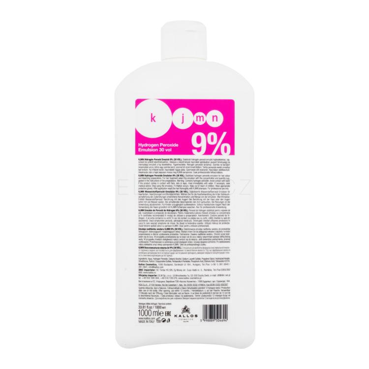 Kallos Cosmetics KJMN Hydrogen Peroxide Emulsion 9% Barva na vlasy pro ženy 1000 ml poškozený flakon