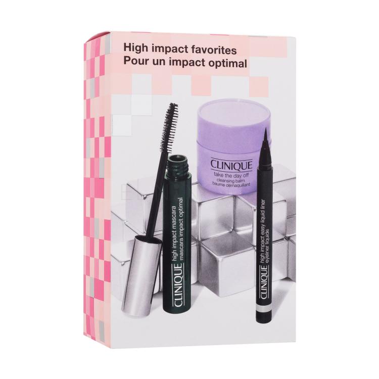 Clinique High Impact Dárková kazeta řasenka High Impact 7 ml + oční linka High Impact Eyeliner Liquide 0,34 g Black + odličovací balzám Take The Day Off Cleansing Balm 15 ml