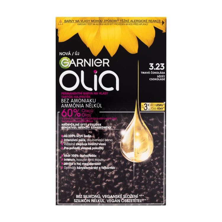 Garnier Olia Barva na vlasy pro ženy 60 g Odstín 3,23 Dark Chocolate poškozená krabička