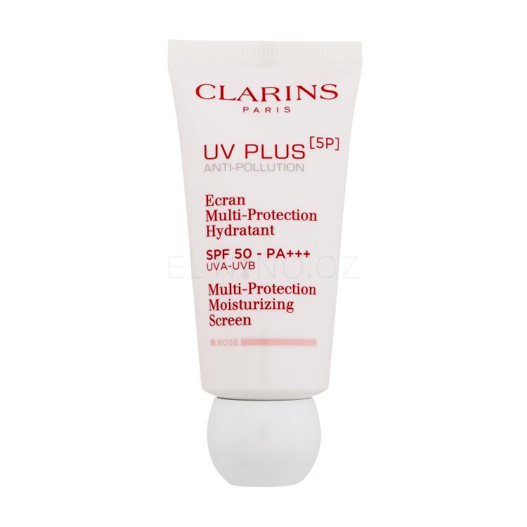 Clarins UV Plus 5P Multi-Protection Moisturizing Screen SPF50 Denní pleťový krém pro ženy 50 ml Odstín Rose poškozená krabička