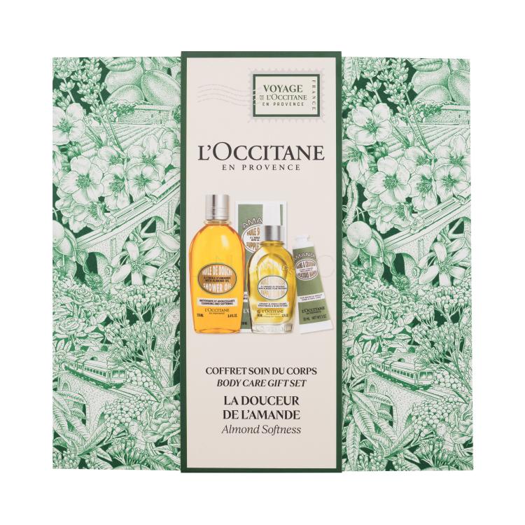 L&#039;Occitane Almond (Amande) Body Care Gift Set Dárková kazeta sprchový olej Almond Shower Oil 250 ml + tělový olej Almond Supple Skin Oil 100 ml + krém na ruce Almond Delicious Hands 30 ml