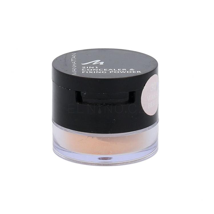 Manhattan 2in1 Concealer &amp; Fixing Powder Pudr pro ženy 1,5 g Odstín 30 Warm Beige